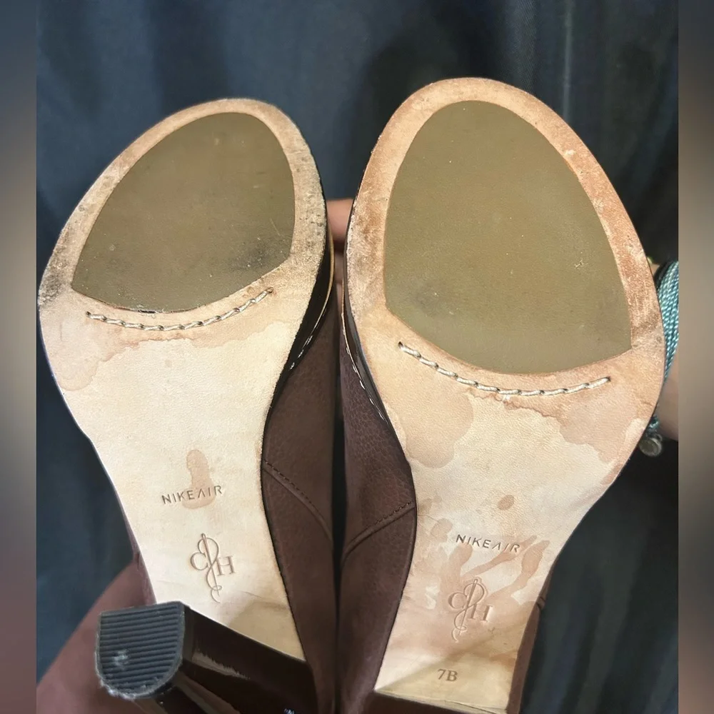 COLE HAAN Soft Leather Slouch Pull On Knee High Boots- Chesnut Brown Size 7B - Picture 6 of 8